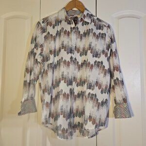 Robert Graham Button Down Shirt Mens L Shirt Mens Flip Cuff City Pixel Print